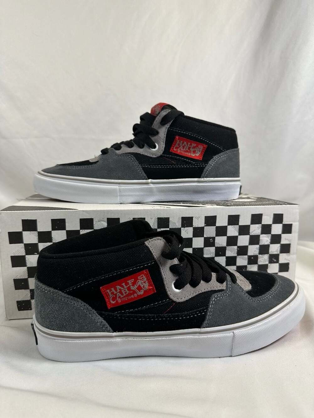 Vans Half Cab Suede and Canvas Skate Sneakers, Black/Grey